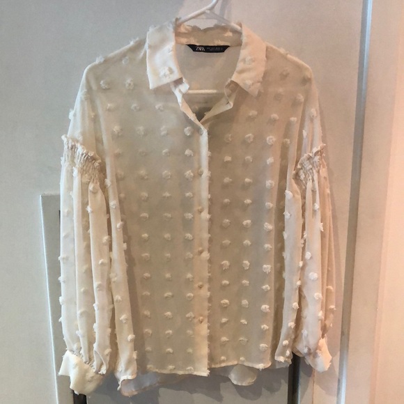Zara Cream Polka Dot Blouse - Picture 1 of 3